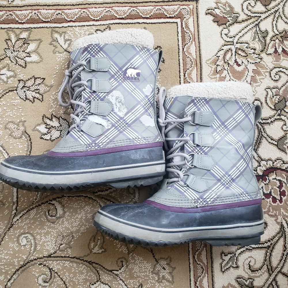 Sorel Boots 8 winter snow plaid 1964